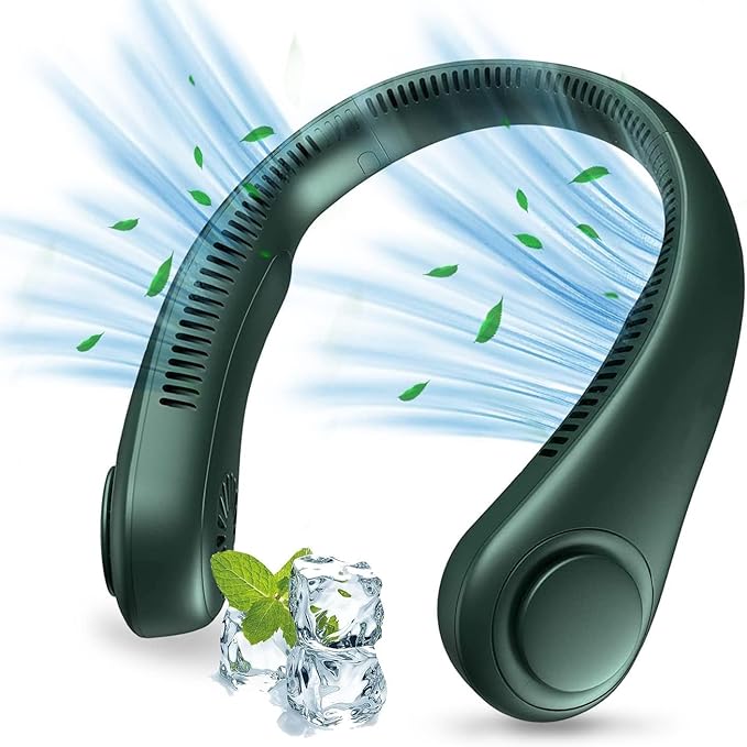Juilist Portable Rechargeable Neck Fan Personal Bladeless Air Conditioner Collar Hanging Shoulder Neckfan, Neck Wearable Ac Cooler Neckband Fans For Summer Cooling,Men,Women,Kitchen,Outdoor