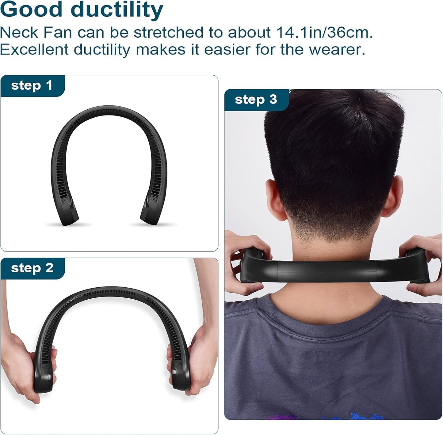 Juilist Portable Rechargeable Neck Fan Personal Bladeless Air Conditioner Collar Hanging Shoulder Neckfan, Neck Wearable Ac Cooler Neckband Fans For Summer Cooling,Men,Women,Kitchen,Outdoor